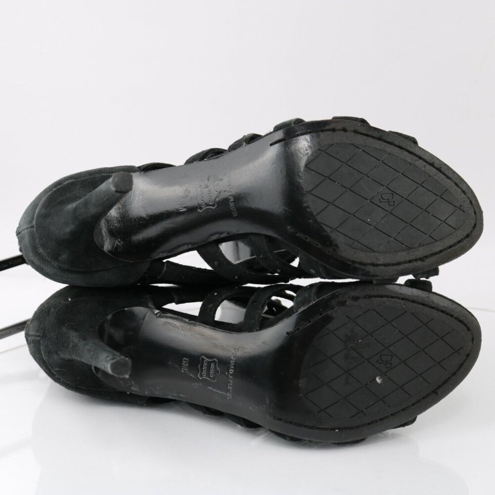 Donald Pliner Womens Adelia Sandal Size 6 Black Suede Heel Strappy Caged Bootie - Picture 9 of 11